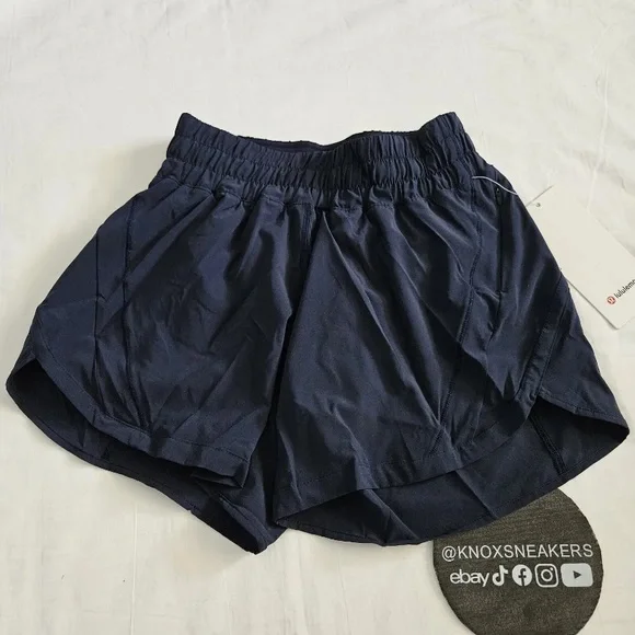 Lululemon Track That MR Short 5” Lined Navy Blue TRNV LW7AQES Women's Size 4 - Picture 1 of 5